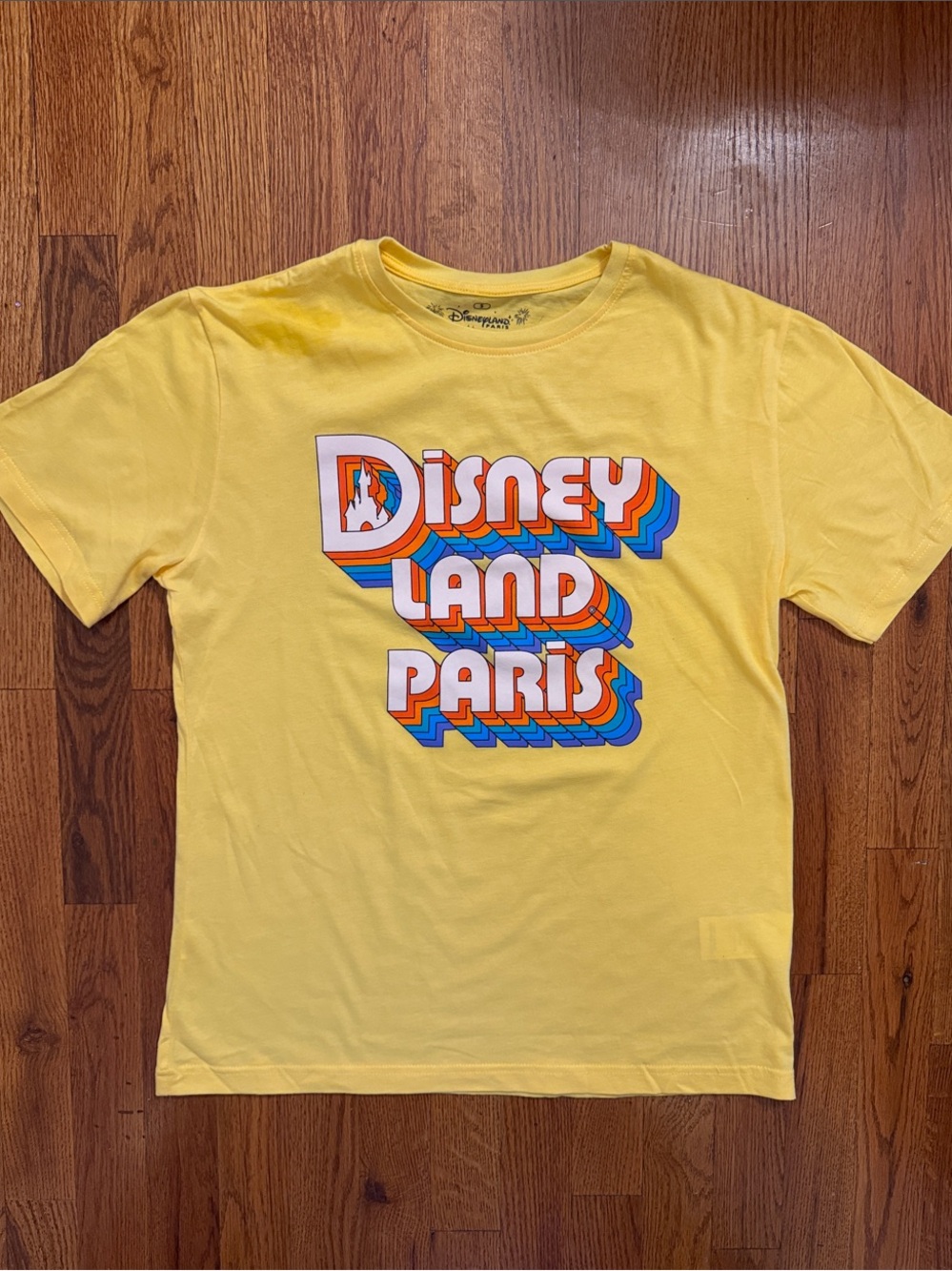 Disneyland Paris Yellow T‑Shirt with Retro Multicolor Disney Parks Graphic